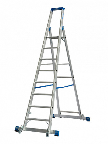 KRAUSE STABILO Stufen-Stehleiter fahrbar mit Traverse / 8 Stufen / gemäß TRBS 2121-2