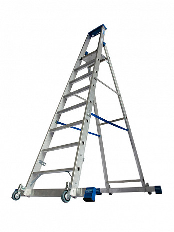 KRAUSE STABILO Stufen-Stehleiter fahrbar mit Traverse / 8 Stufen / gemäß TRBS 2121-2
