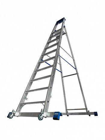 KRAUSE STABILO Stufen-Stehleiter fahrbar mit Traverse / 10 Stufen / gemäß TRBS 2121-2