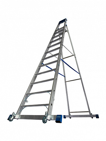 KRAUSE STABILO Stufen-Stehleiter fahrbar mit Traverse / 12 Stufen / gemäß TRBS 2121-2