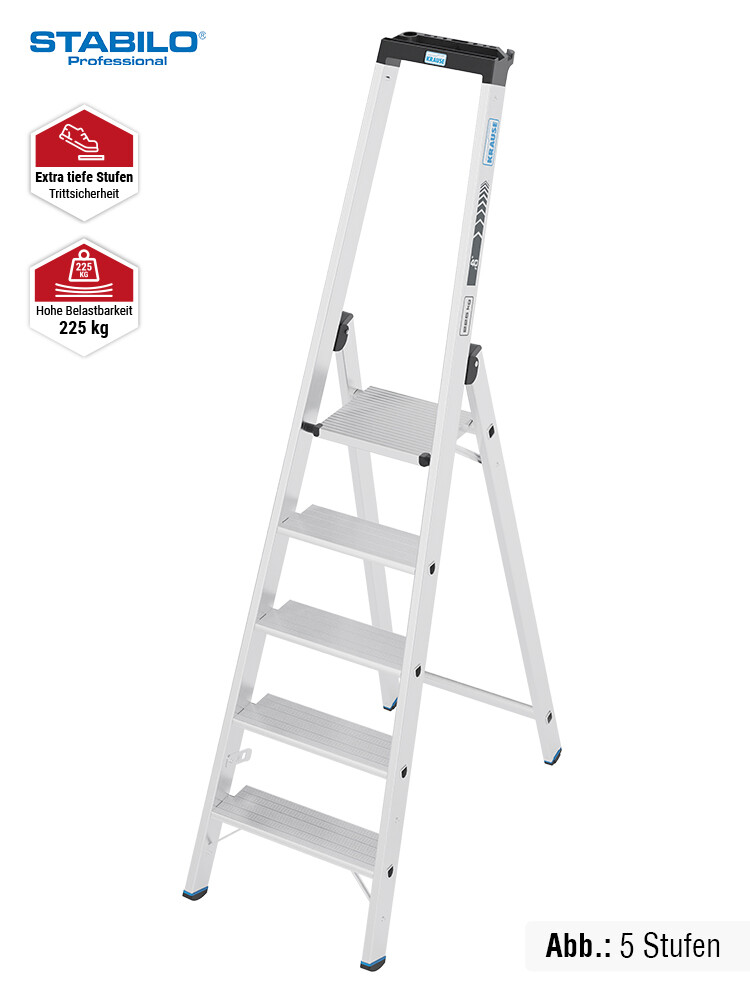 KRAUSE STABILO Stufen-Stehleiter 135 XL / Schwerlastleiter 225 kg / 6 Stufen