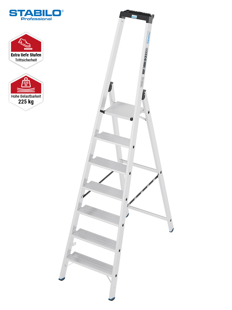 KRAUSE STABILO Stufen-Stehleiter 135 XL / Schwerlastleiter 225 kg / 8 Stufen