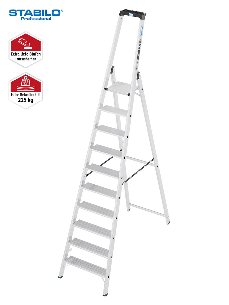 KRAUSE STABILO Stufen-Stehleiter 135 XL / Schwerlastleiter 225 kg / 10 Stufen