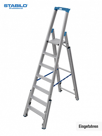 KRAUSE STABILO Treppenstehleiter mit 4 Holmverlängerungen / 7 Stufen / gemäß TRBS 2121-2