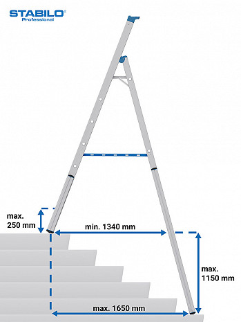 KRAUSE STABILO Treppenstehleiter mit 4 Holmverlängerungen / 7 Stufen / gemäß TRBS 2121-2