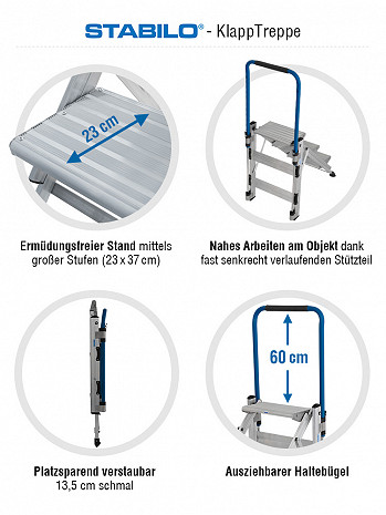 KRAUSE STABILO KlappTreppe mit Haltebügel & 3 Stufen