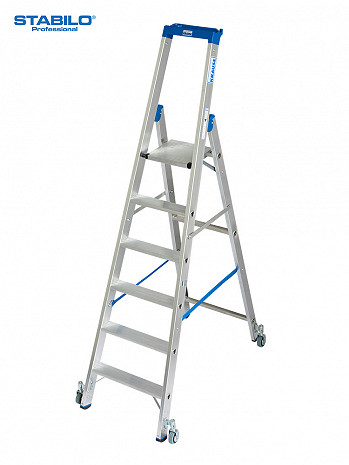 KRAUSE STABILO Stehleiter fahrbar / 6 Stufen / gemäß TRBS 2121-2