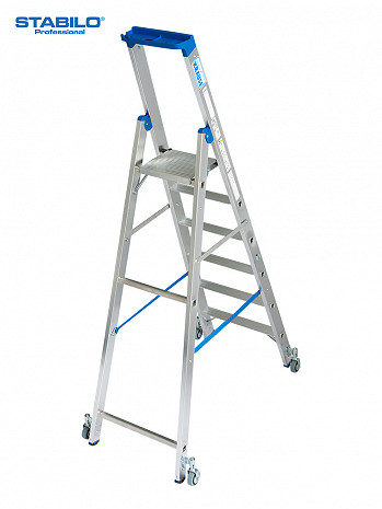 KRAUSE STABILO Stehleiter fahrbar / 6 Stufen / gemäß TRBS 2121-2