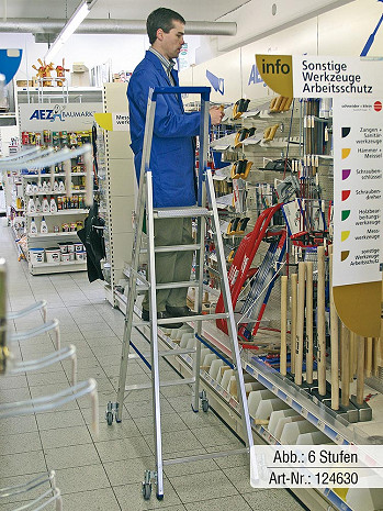KRAUSE STABILO Stehleiter fahrbar / 6 Stufen / gemäß TRBS 2121-2
