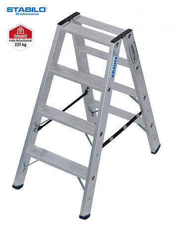 KRAUSE STABILO Stufen-DoppelLeiter / 2x4 Stufen / Schwerlastleiter / gemäß TRBS 2121-2