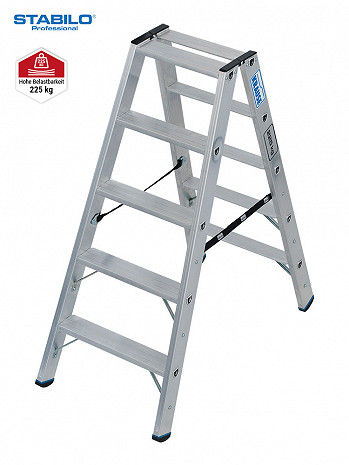 KRAUSE STABILO Stufen-DoppelLeiter / 2x5 Stufen / Schwerlastleiter / gemäß TRBS 2121-2