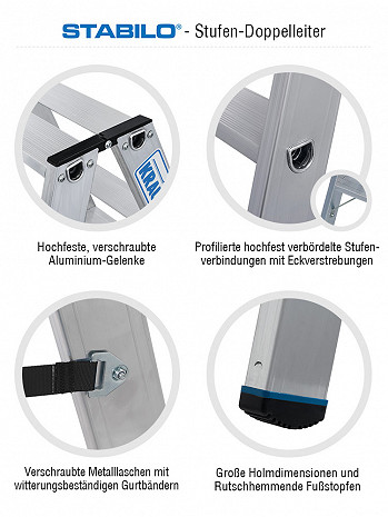 KRAUSE STABILO Stufen-DoppelLeiter / 2x6 Stufen / Schwerlastleiter / gemäß TRBS 2121-2