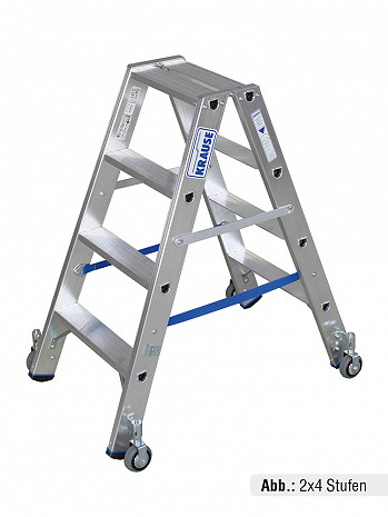 KRAUSE STABILO Stufen-Doppelleiter fahrbar / 2x5 Stufen / gemäß TRBS 2121-2
