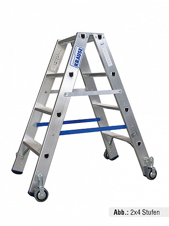 KRAUSE STABILO Stufen-Doppelleiter fahrbar / 2x5 Stufen / gemäß TRBS 2121-2