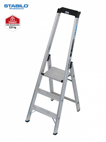 KRAUSE STABILO Stufen-StehLeiter / 1x3 Stufen / Schwerlastleiter / gemäß TRBS 2121-2