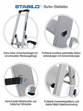 KRAUSE STABILO Stufen-StehLeiter / 1x3 Stufen / Schwerlastleiter / gemäß TRBS 2121-2