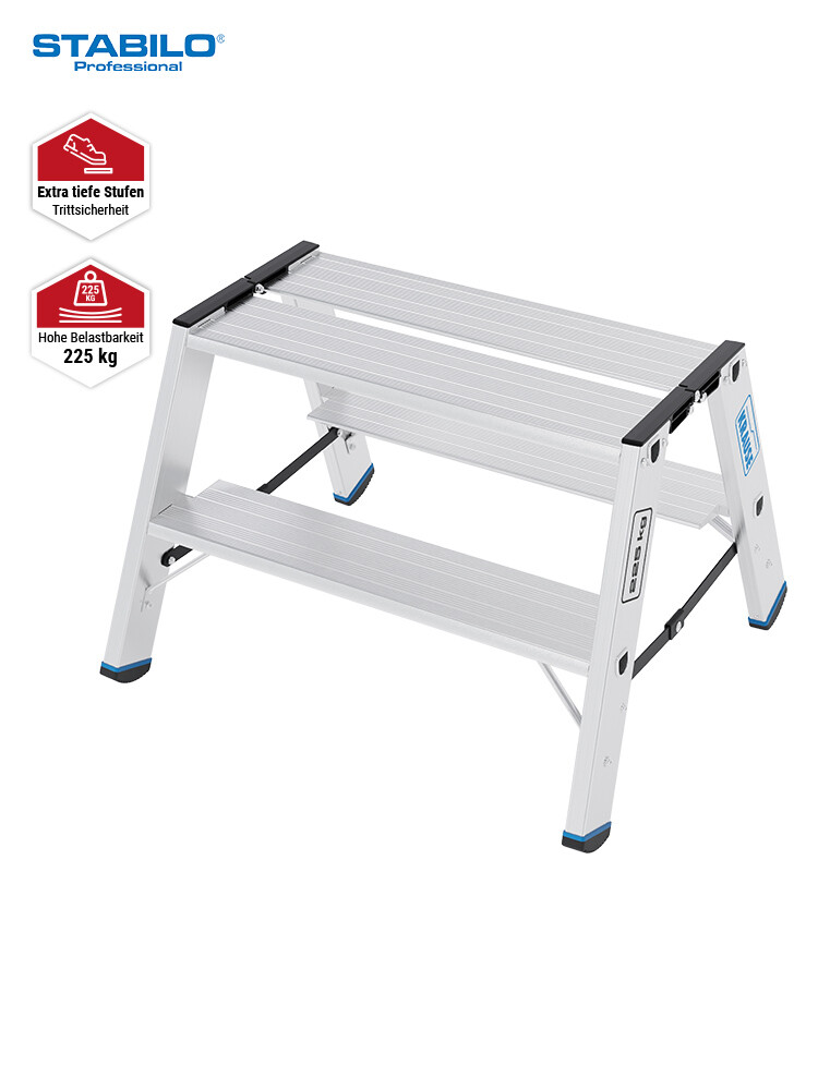 KRAUSE STABILO Doppel-Klapptritt 135 XL / Schwerlasttritt 225 kg / 2x2 Stufen