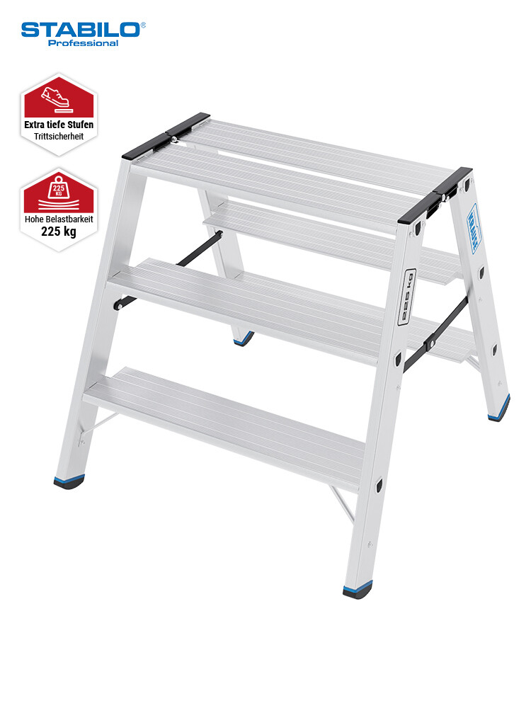 KRAUSE STABILO Doppel-Klapptritt 135 XL / Schwerlasttritt 225 kg / 2x3 Stufen