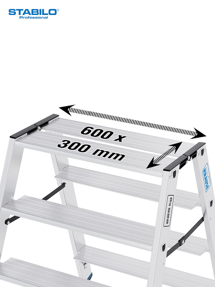 KRAUSE STABILO Doppel-Klapptritt 135 XL / Schwerlasttritt 225 kg / 2x3 Stufen