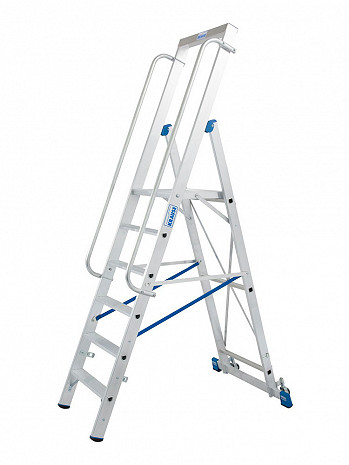 KRAUSE STABILO Plattformleiter mit Handläufen + Rollen / 6 Stufen / gemäß TRBS 2121-2
