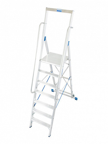 KRAUSE STABILO Plattformleiter mit Handläufen + Rollen / 7 Stufen / gemäß TRBS 2121-2