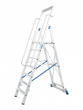KRAUSE STABILO Plattformleiter mit Handläufen + Rollen / 7 Stufen / gemäß TRBS 2121-2