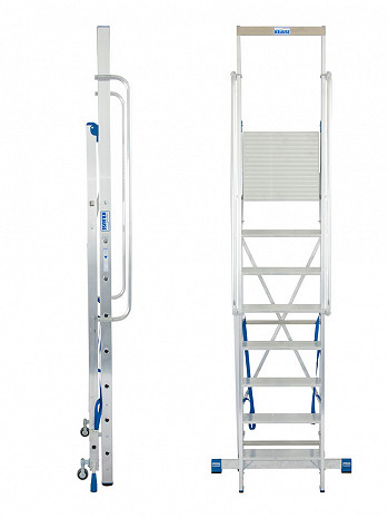 KRAUSE STABILO Plattformleiter mit Handläufen + Rollen / 8 Stufen / gemäß TRBS 2121-2