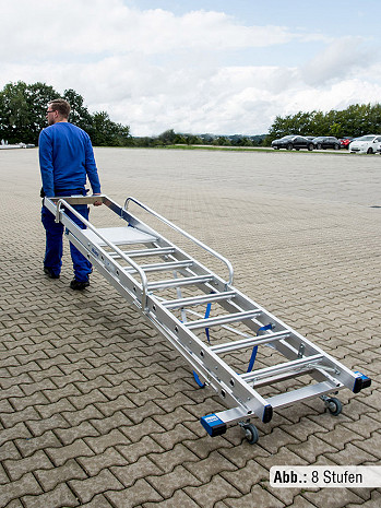 KRAUSE STABILO Plattformleiter mit Handläufen + Rollen / 8 Stufen / gemäß TRBS 2121-2