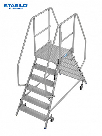 KRAUSE STABILO Podestleiter fahrbar, beidseitig begehbar / 2x6 Stufen
