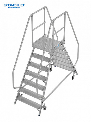 KRAUSE STABILO Podestleiter fahrbar, beidseitig begehbar / 2x7 Stufen