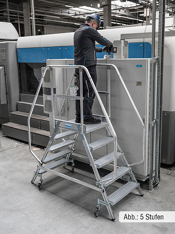 KRAUSE STABILO Podestleiter fahrbar, beidseitig begehbar / 2x6 Stufen