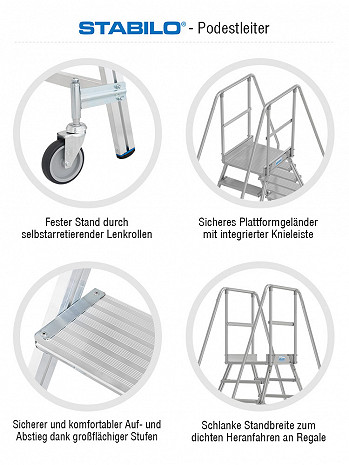 KRAUSE STABILO Podestleiter fahrbar, beidseitig begehbar / 2x6 Stufen