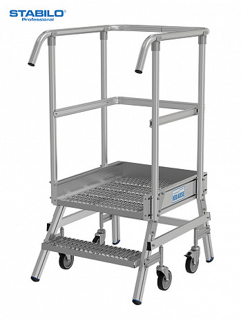 KRAUSE STABILO R13-Stufen-Podestleiter fahrbar, einseitig begehbar / 2 Stufen