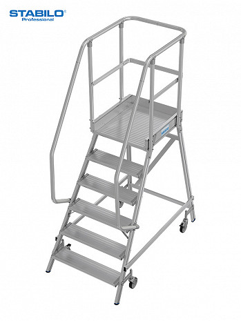 KRAUSE STABILO Podestleiter fahrbar, einseitig begehbar / 6 Stufen