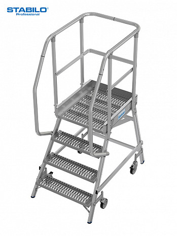 KRAUSE STABILO R13-Stufen-Podestleiter fahrbar, einseitig begehbar / 4 Stufen