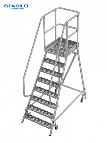 KRAUSE STABILO R13-Stufen-Podestleiter fahrbar, einseitig begehbar / 8 Stufen