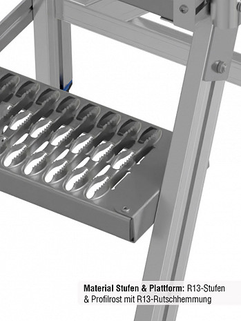 KRAUSE STABILO R13-Stufen-Podestleiter fahrbar, einseitig begehbar / 2 Stufen