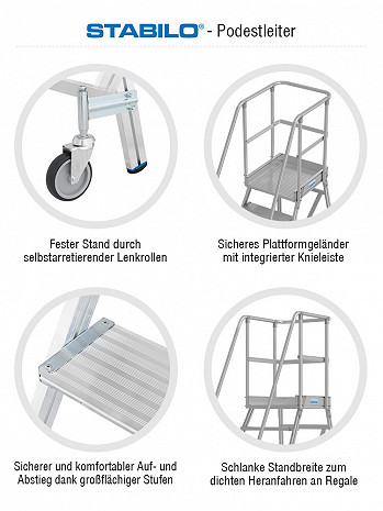 KRAUSE STABILO Podestleiter fahrbar, einseitig begehbar / 6 Stufen