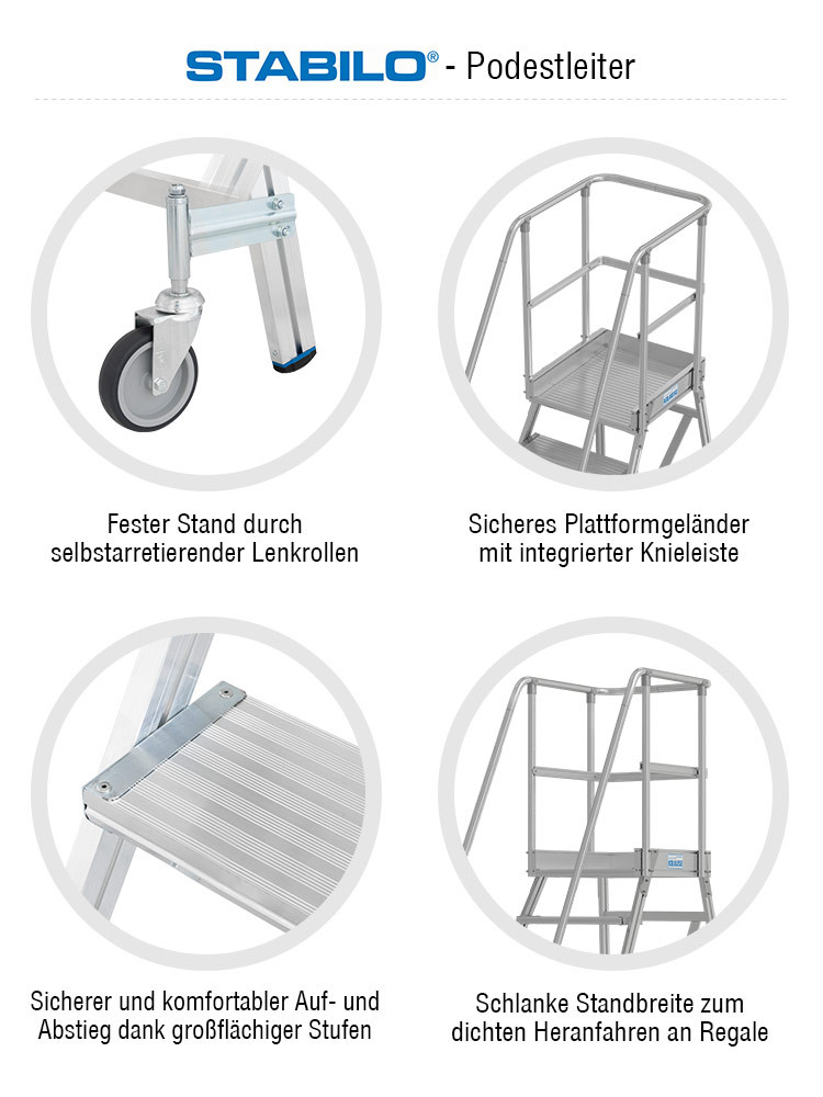 KRAUSE STABILO Podestleiter fahrbar, einseitig begehbar / 6 Stufen - 821041