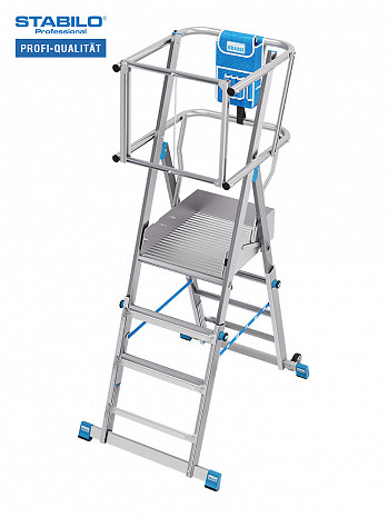 KRAUSE STABILO Teleskop-Plattformleiter SkyMatic mit Rollen 1x3-5 Sprossen