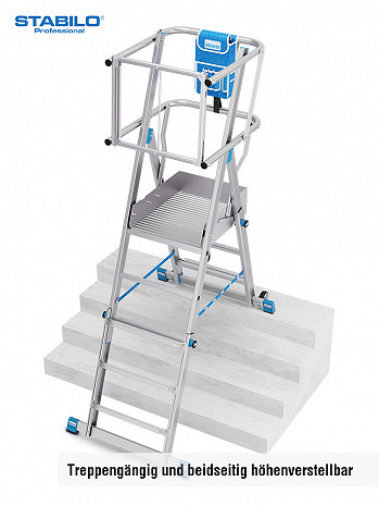 KRAUSE STABILO Teleskop-Plattformleiter SkyMatic mit Rollen 1x3-5 Sprossen