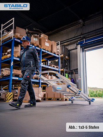 KRAUSE STABILO Teleskop-Plattformleiter SkyMatic mit Rollen 1x3-5 Sprossen