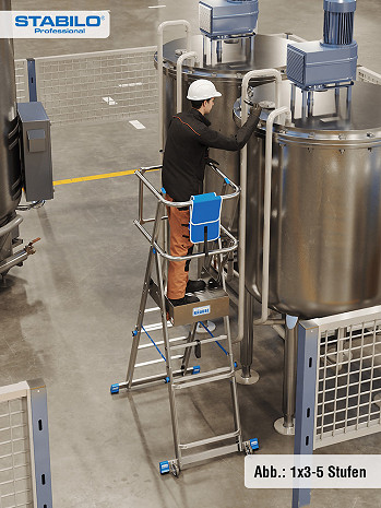 KRAUSE STABILO Teleskop-Plattformleiter SkyMatic mit Rollen 1x3-5 Sprossen