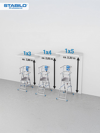KRAUSE STABILO Teleskop-Plattformleiter SkyMatic mit Rollen 1x3-5 Sprossen