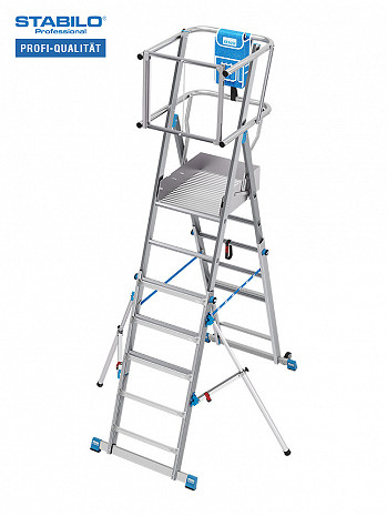KRAUSE STABILO Teleskop-Plattformleiter SkyMatic mit Rollen 1x5-9 Sprossen
