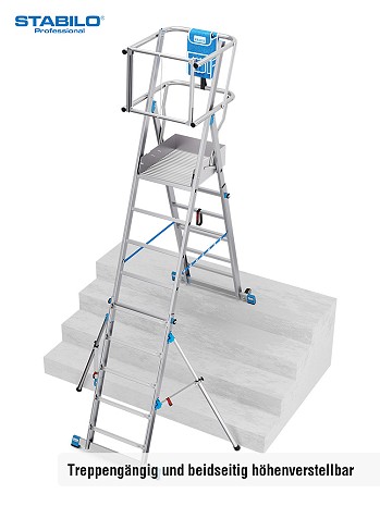 KRAUSE STABILO Teleskop-Plattformleiter SkyMatic mit Rollen 1x5-9 Sprossen