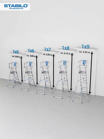 KRAUSE STABILO Teleskop-Plattformleiter SkyMatic mit Rollen 1x5-9 Sprossen