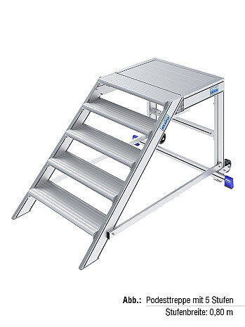 KRAUSE fahrbare Podesttreppe 5 Stufen - Arbeitshöhe 3,00 m / Stufenbreite 0,60 m