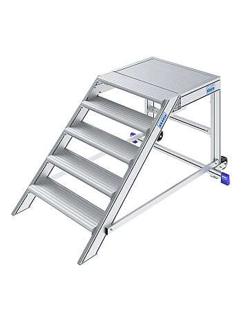 KRAUSE fahrbare Podesttreppe 5 Stufen - Arbeitshöhe 3,00 m / Stufenbreite 0,80 m