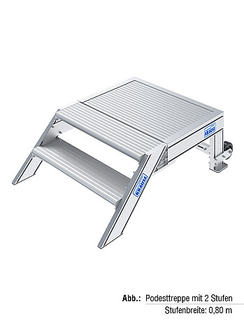 KRAUSE fahrbare Podesttreppe 2 Stufen - Arbeitshöhe 2,40 m / Stufenbreite 1,00 m